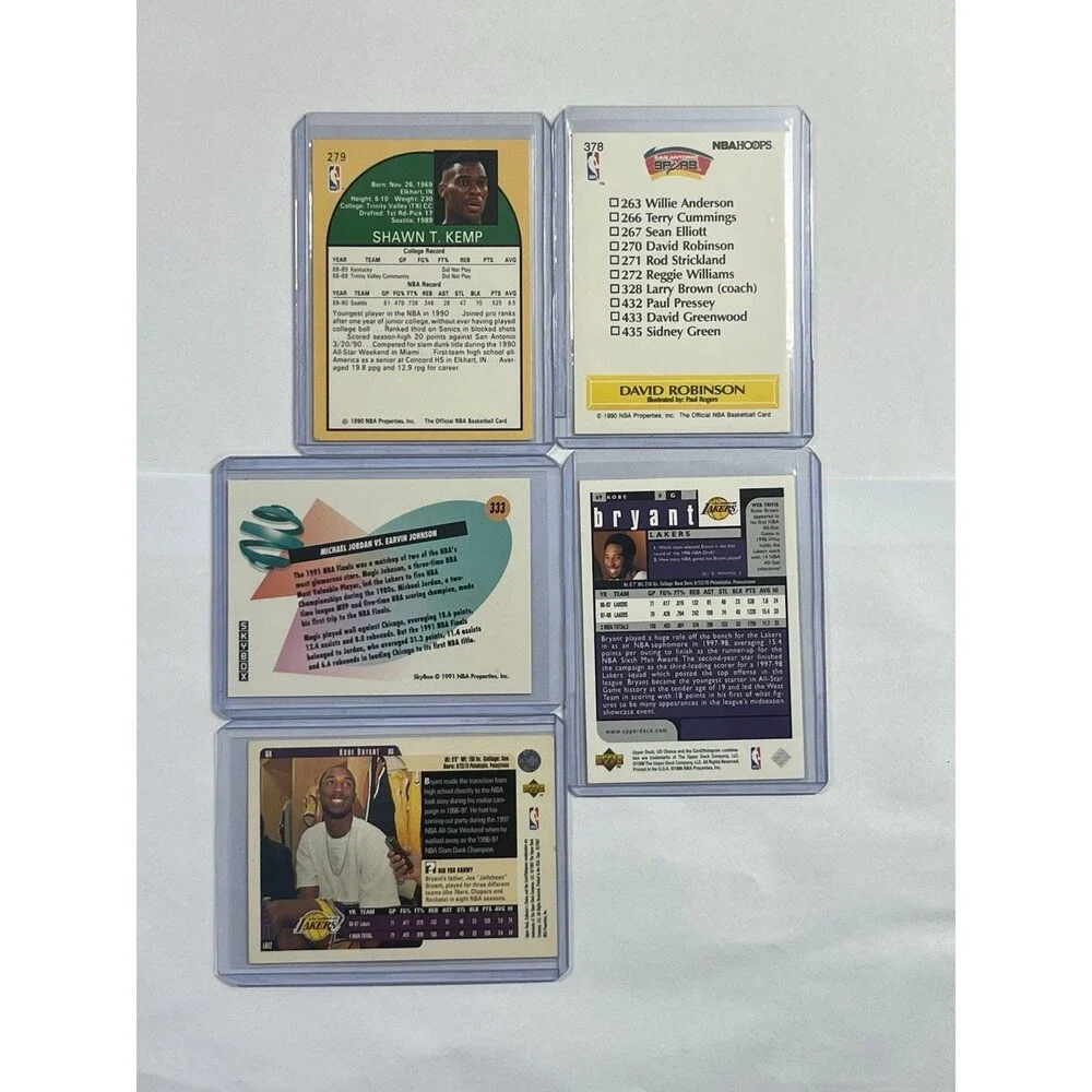 Kobe Bryant Card Lot 5pc Shawn Kemp RC Michael Jordan Vs. Magic Robinson Vintage